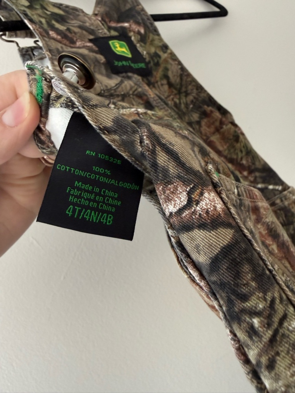 John Deere Camo Kids Toddler Boys 4T One-Piece Overalls in Brown & Green - Picture 4 of 9